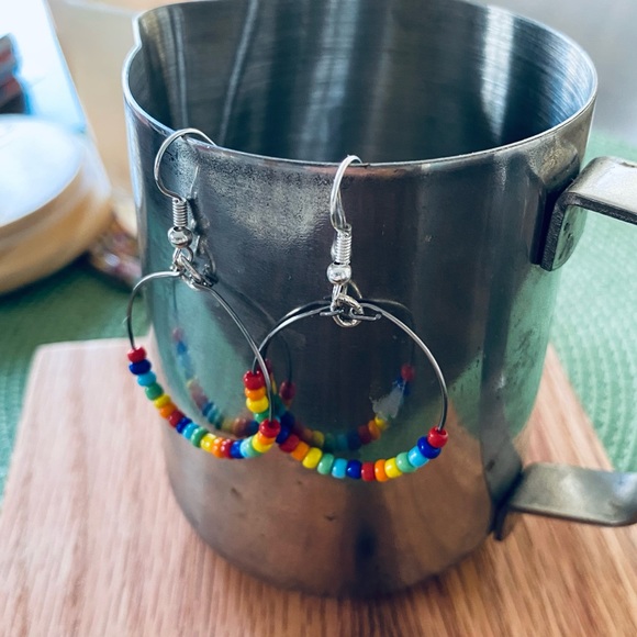 Hand beaded hoops. - Picture 1 of 1